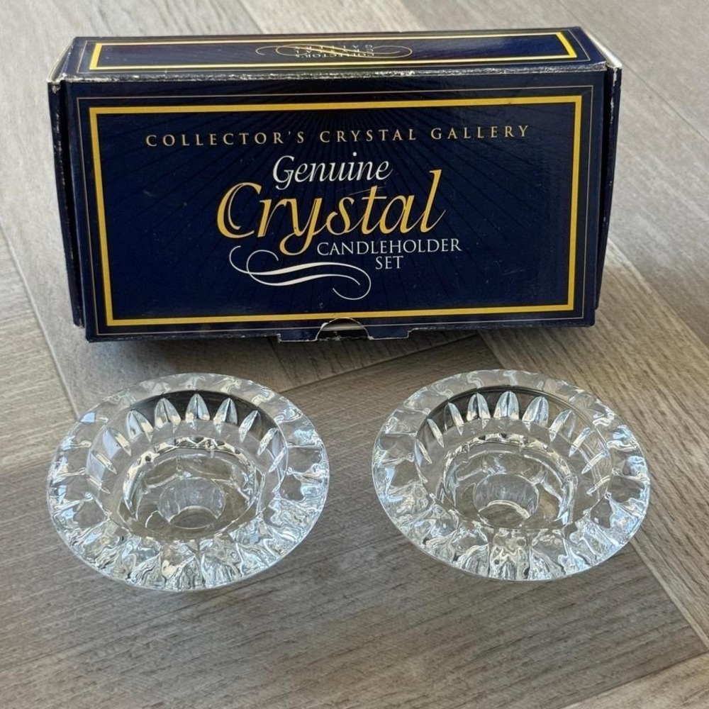 Collector's Crystal Gallery Genuine Crystal Candleholder Set Clear Glass 2pc